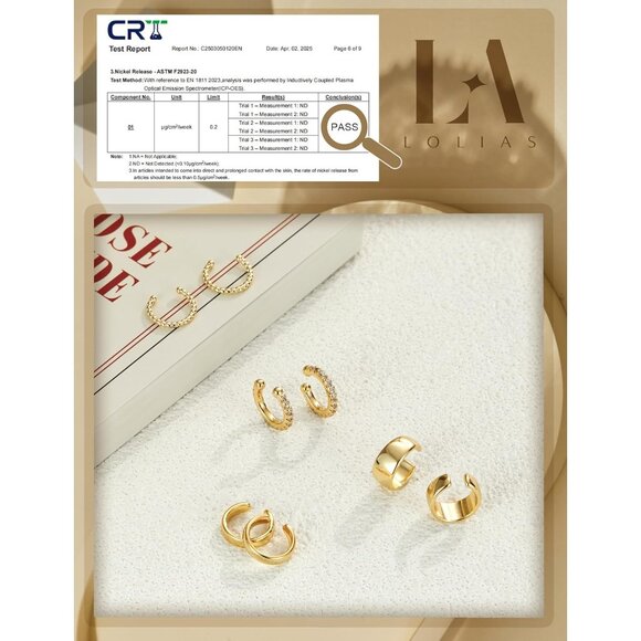 Chunky-14K Gold Plated Non Pierced Adjustable Fake Ear Cuff Earrings for Women - Picture 4 of 6